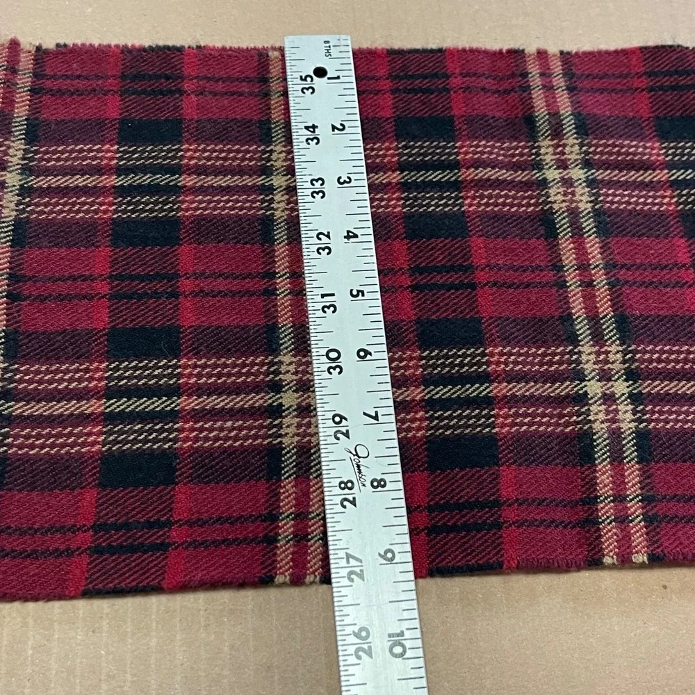 Gap Red‎ Tartan Plaid Fringed Wool Scarf 64
